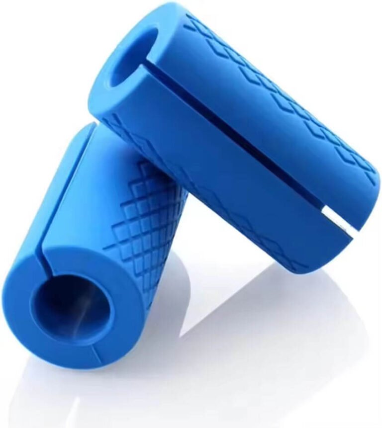 fat grips for grip strength training, fat grips on barbell close-up, custom fat grips with logo branding