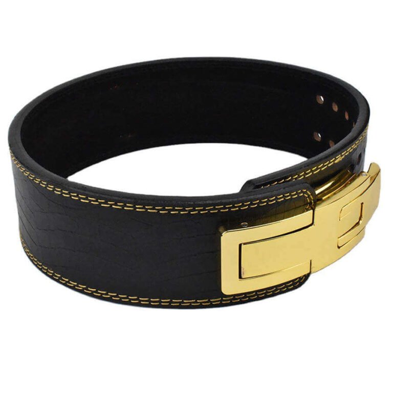 leather powerlifting belt with lever front view