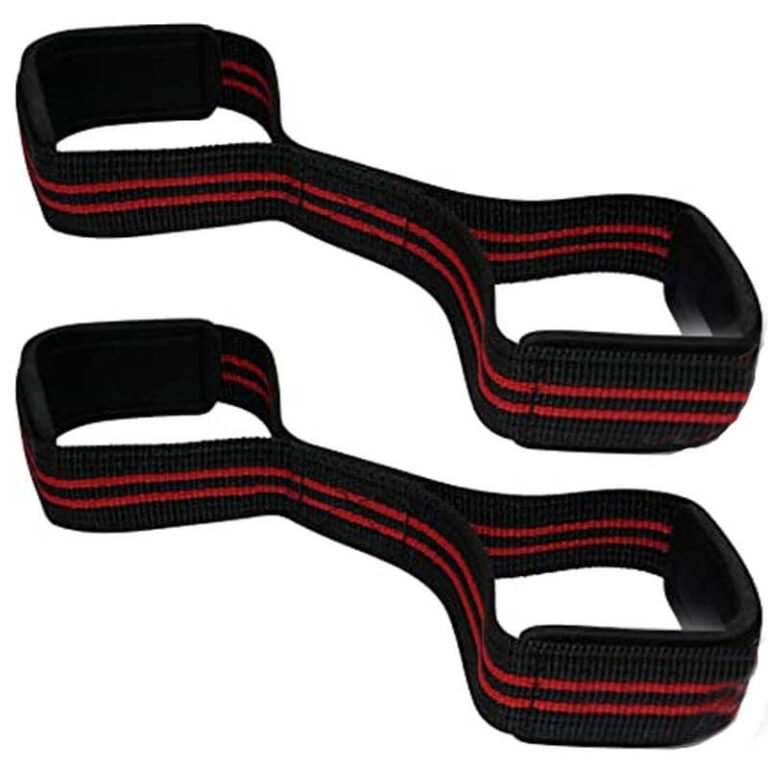 figure-8 powerlifting straps worn during deadlift