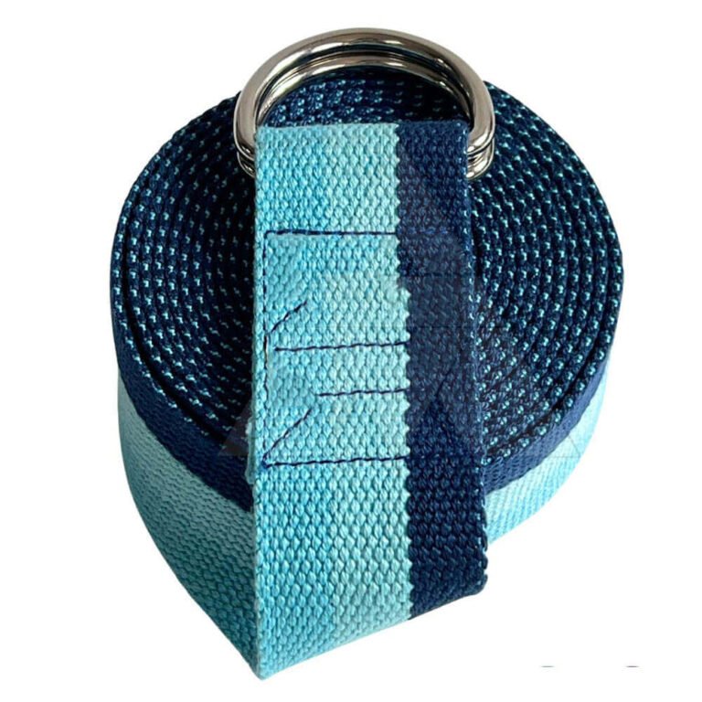 PP yoga strap for stretching, polypropylene yoga strap detail, custom PP yoga strap with logo branding